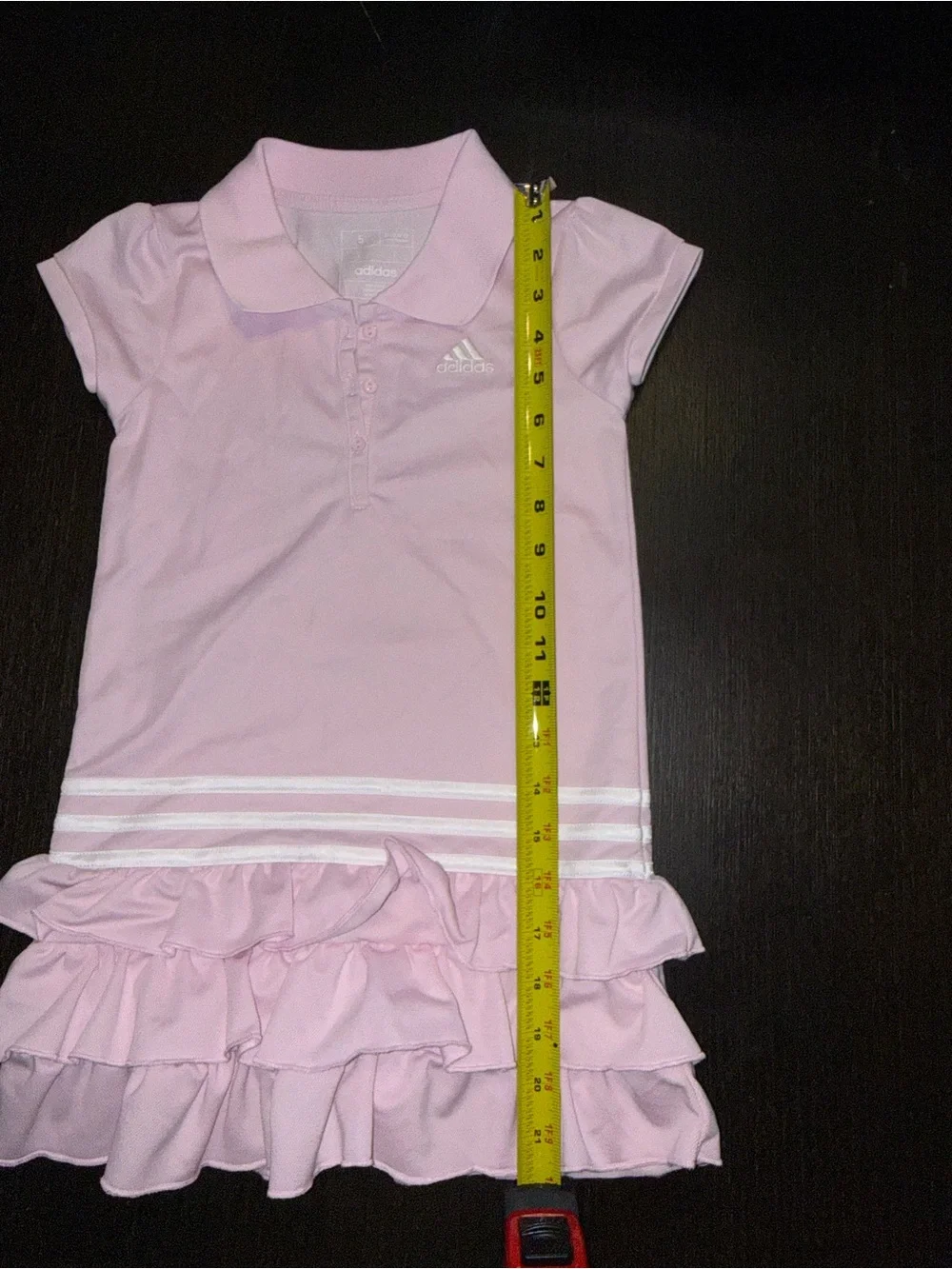 adidas Girls' Light Pink Polo Dress with SS Ruffle Size 5